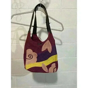 Bric's Margherita Patchwork Leather Purse Cyclamen Floral‎ Hippie Double Handle